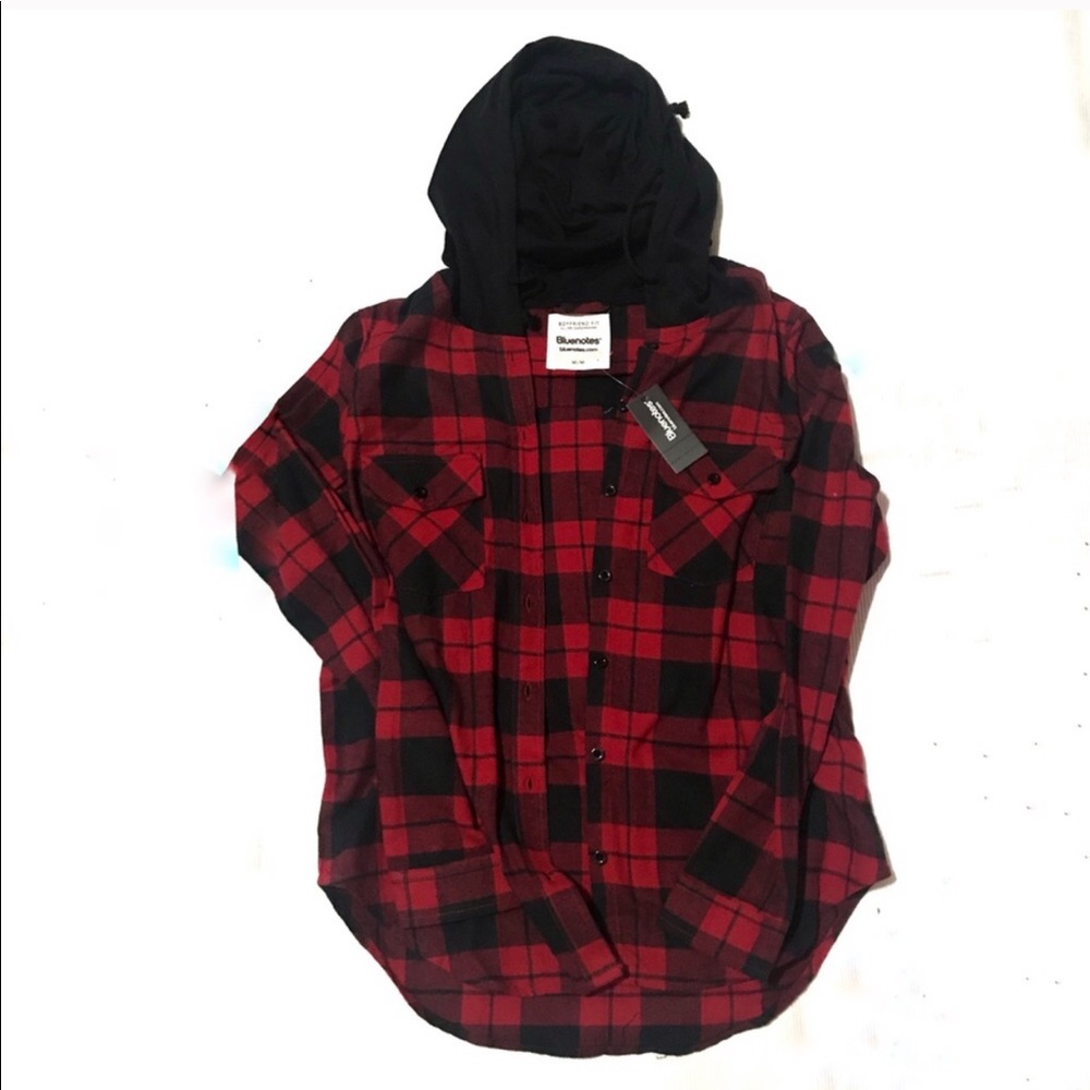 SALE🔥$25🔥PLAID W HOODIE FLANNEL BOYFRIEND FIT
